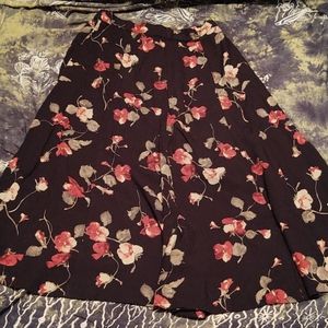 High waisted floral midi skirt with pockets